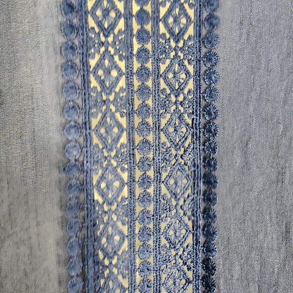 Steve Madden Cover Up Sheer Lace Inset Blue Kimono One Size Fringe Beach Swim - Picture 9 of 12